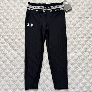 NWT Under Armour Girls HeatGear Base Layer Leggings Black Size S